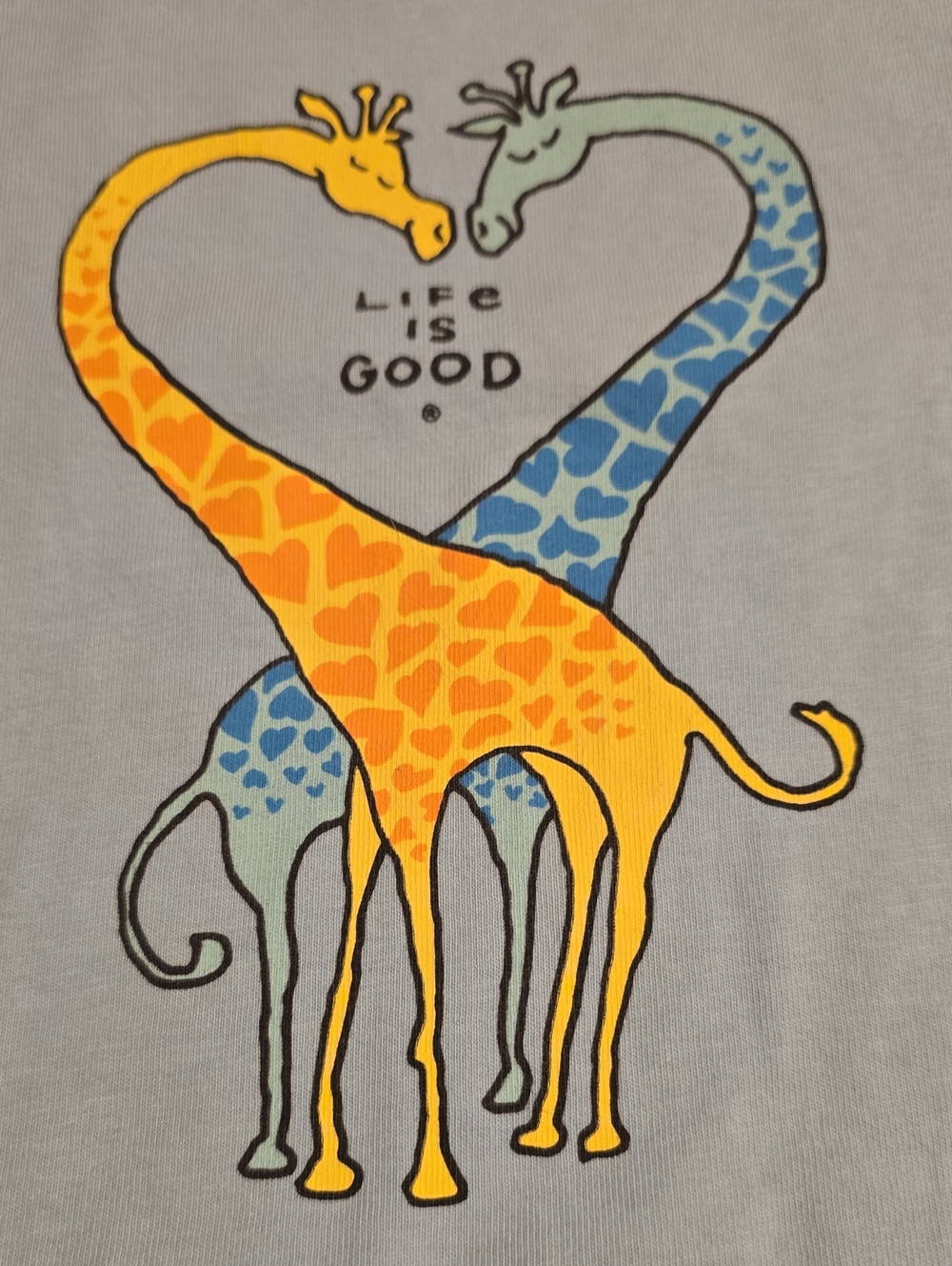 Life Is Good Light Blue Women's' Giraffe Heart Graphic Tee
